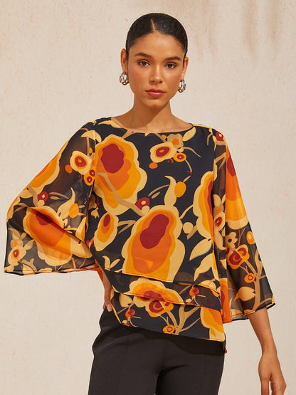 Sun Ember Layered Chiffon Blouse