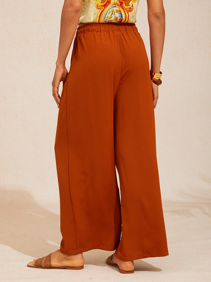 Hawaii Palm Airy Linen Look Pants