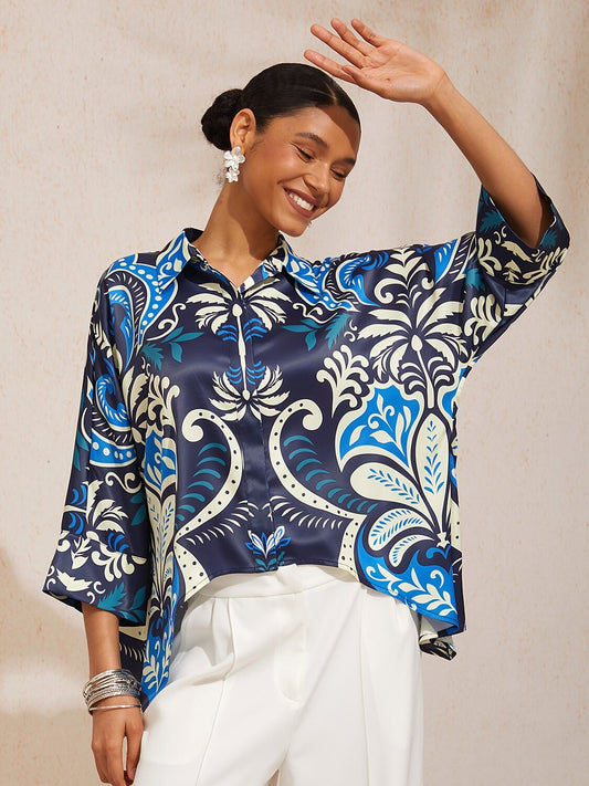 Azure Palace Harmony Silky Satin Dolman Top