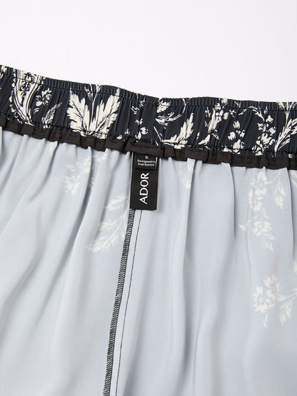 Artistic Graphic Silky Satin Wide Leg Pants
