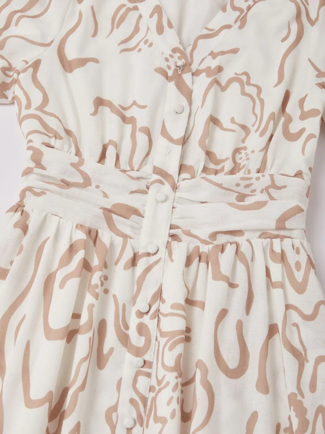 Abstract Art Print Linen-Like Maxi Dress