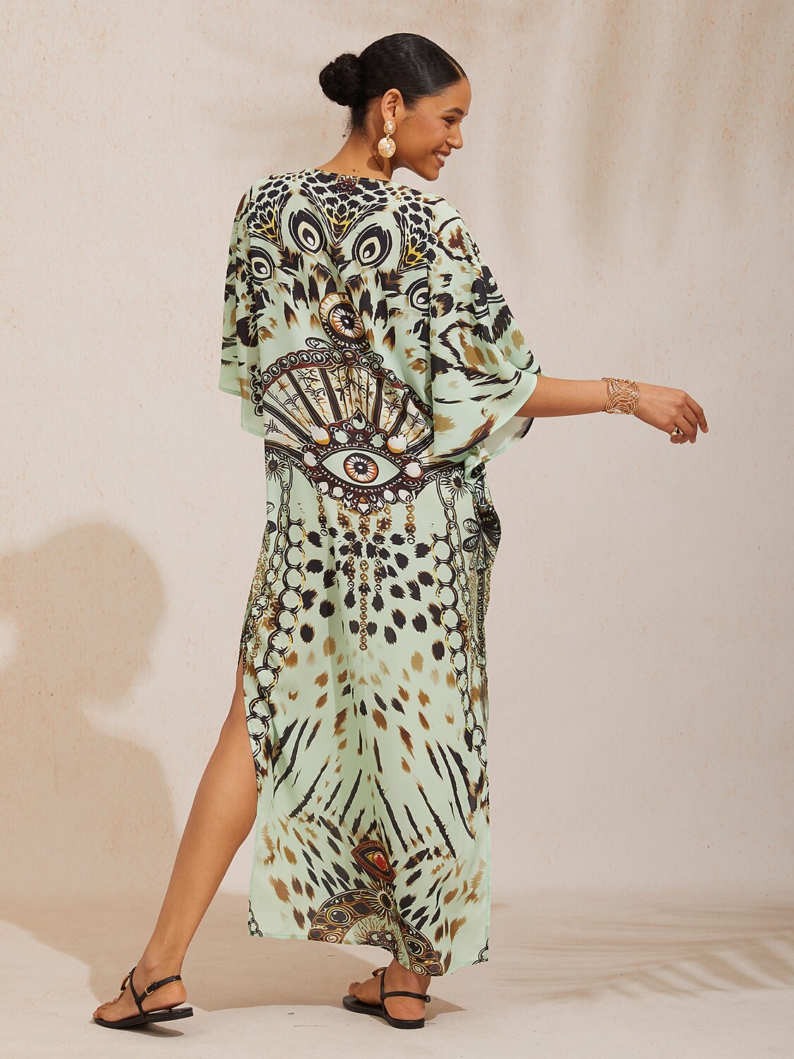 Indigo Tigress Flowy Chiffon Maxi Dress