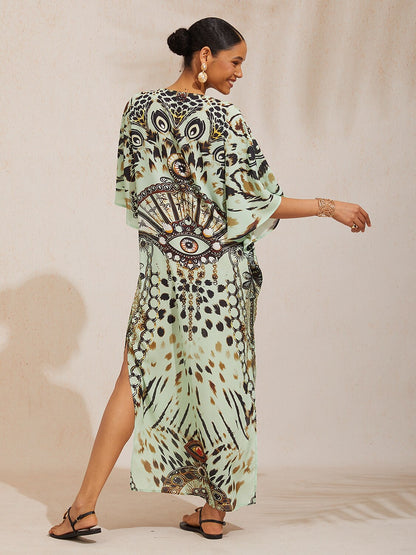 Gradient Tiger Flowy Chiffon Maxi Dress