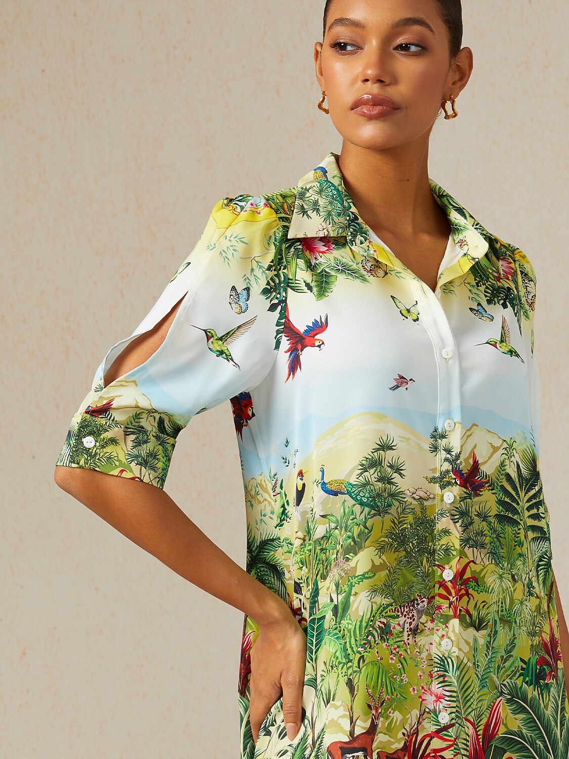 Olive Eden Silky Satin Shirt Dress