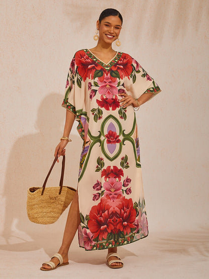 Gradient Tiger Flowy Chiffon Maxi Dress