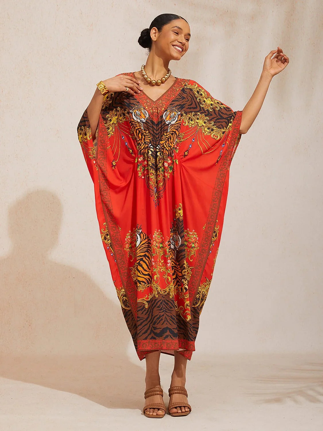 Vintage Jewelry Chiffon Vacation Kaftan