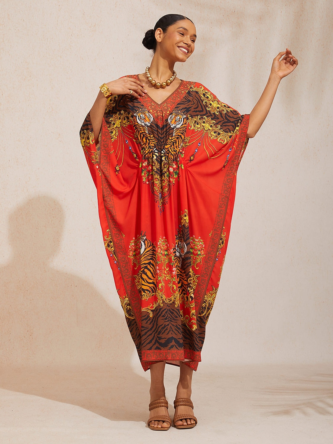 Boho Paisley Flowy Chiffon Kaftan