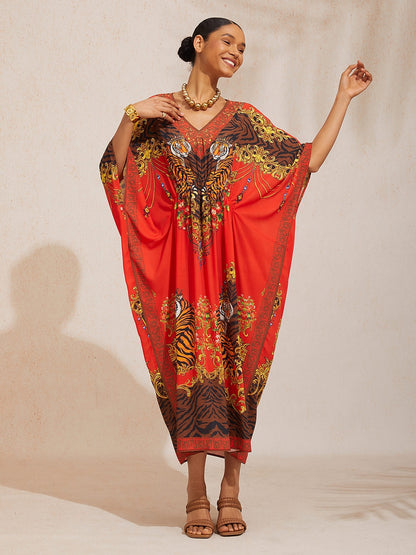 Boho Paisley Flowy Chiffon Kaftan