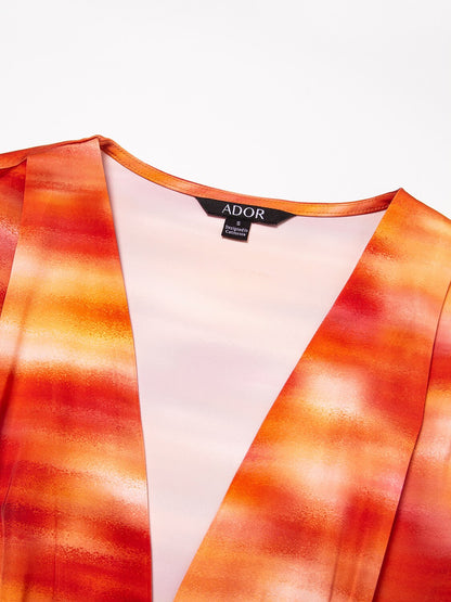 Shading Print V-Neck Maxi Dress
