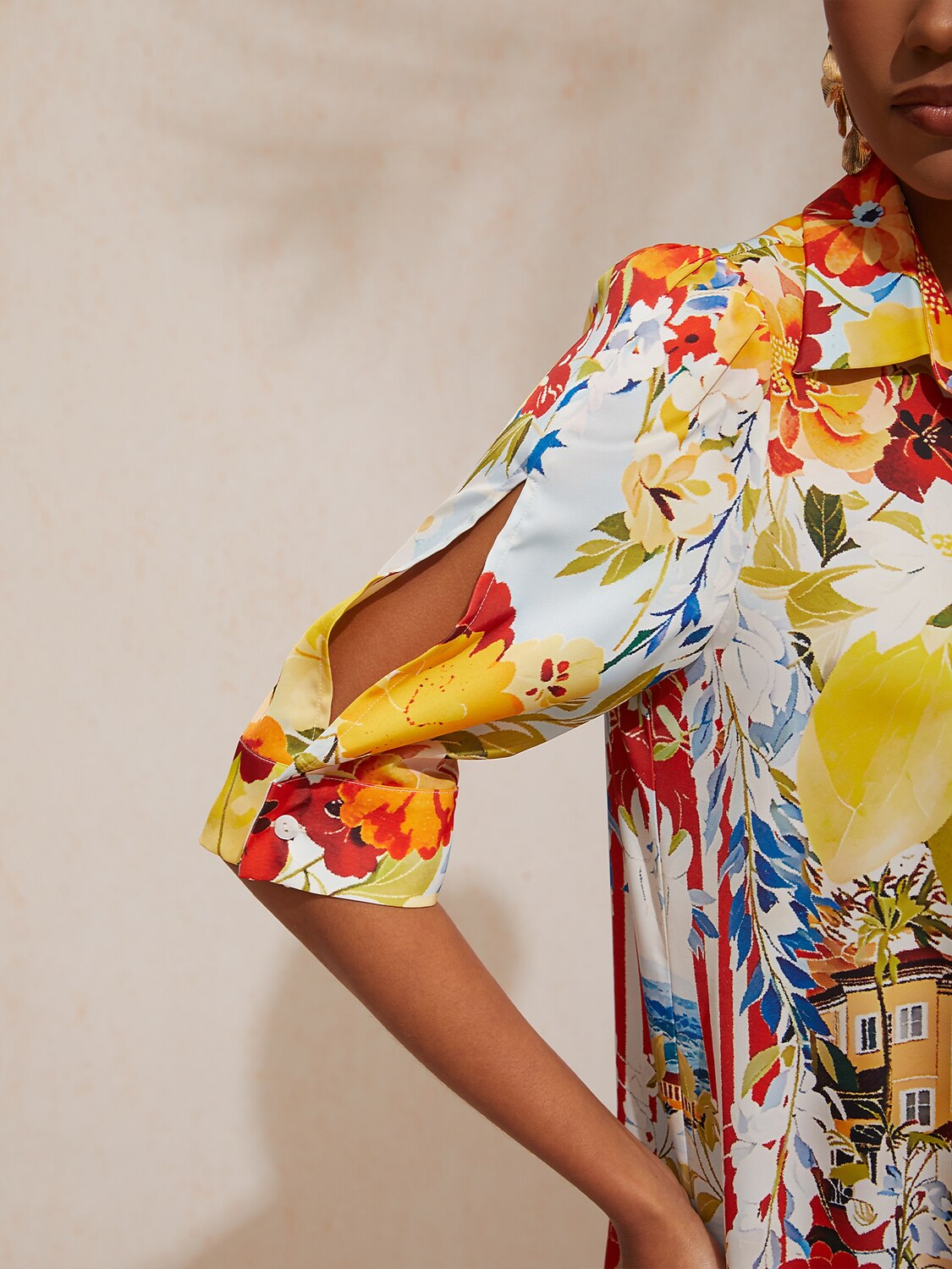 Jungle Wild Party Silky Satin Straight Shirt Dress
