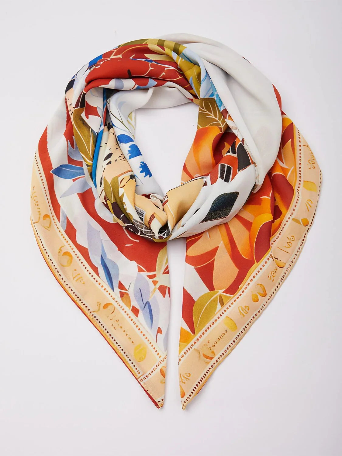 Santorini Summer Flowy Chiffon Square Scarf