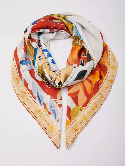 Santorini Summer Flowy Chiffon Square Scarf