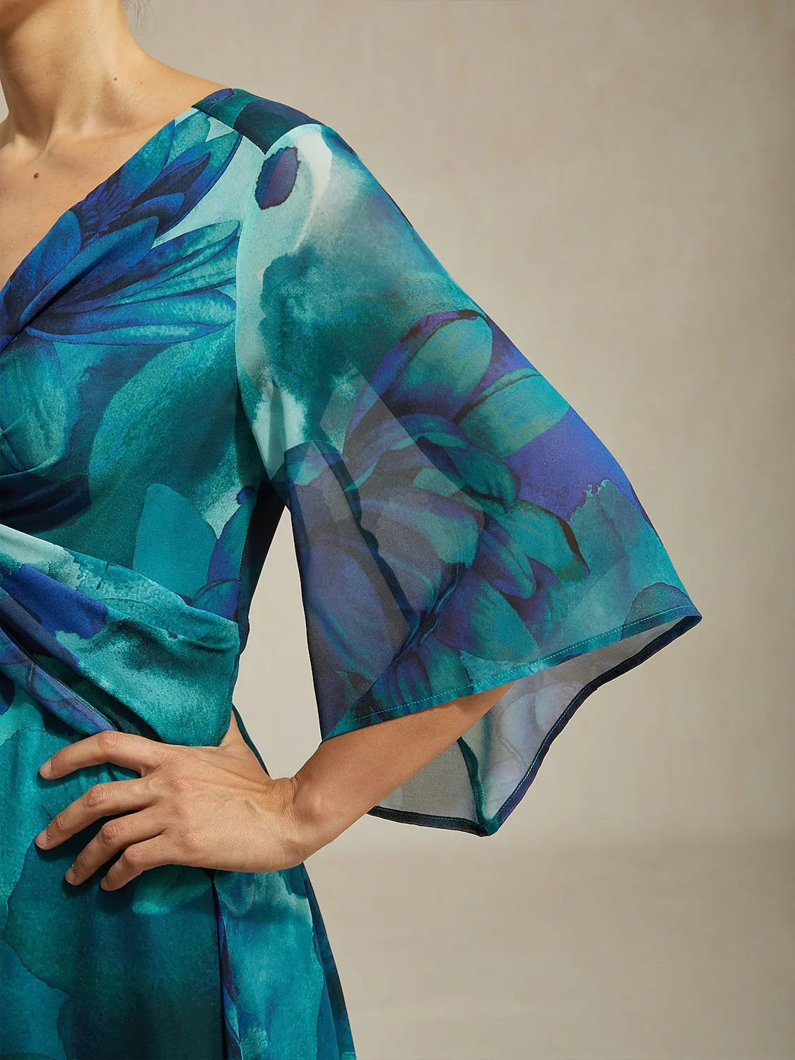 Jungle Butterfly Flowy Chiffon Maxi Dress