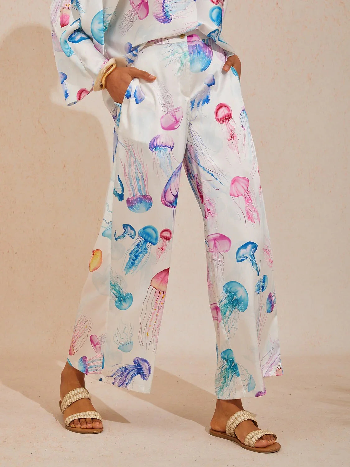 Ethereal Jellyfish Drift Silky Satin Pants