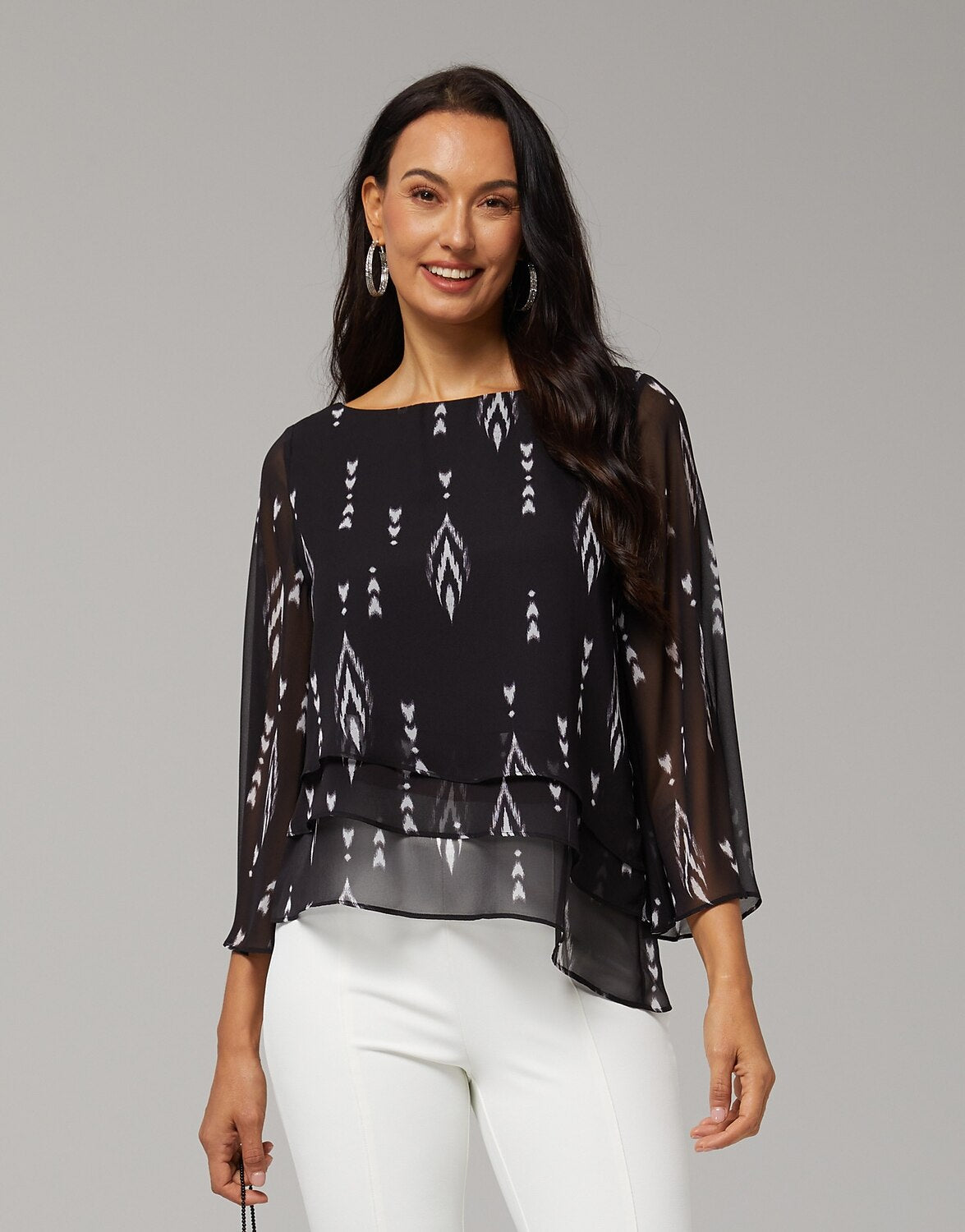 Geometric Casual Chiffon Top