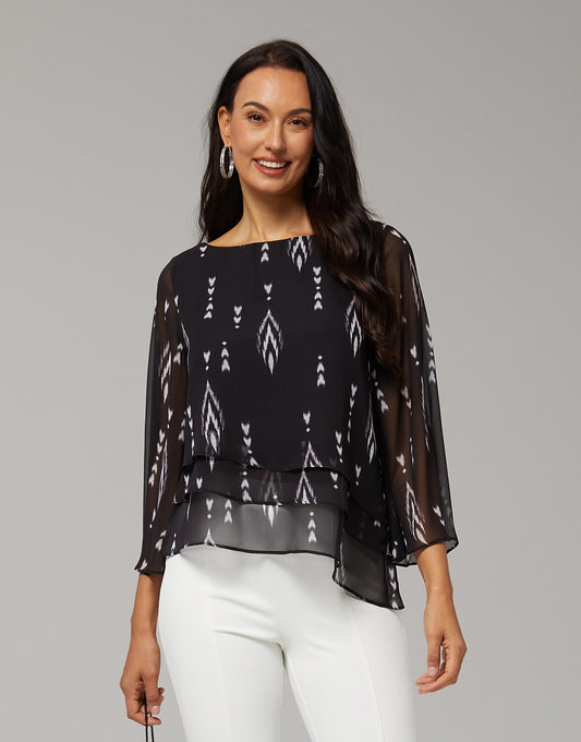 Geometric Casual Chiffon Top