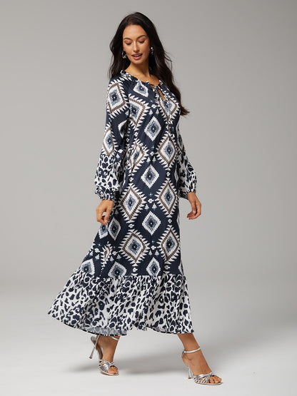 Boho Abstract Animal Print Maxi Dress