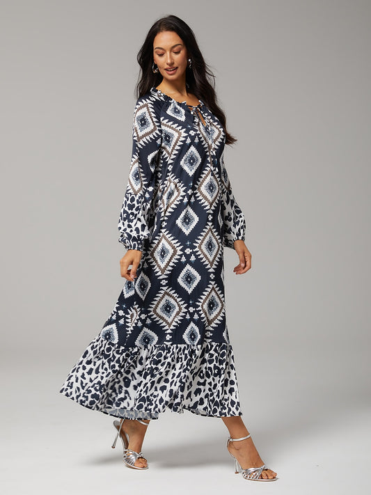 Boho Abstract Animal Print Maxi Dress