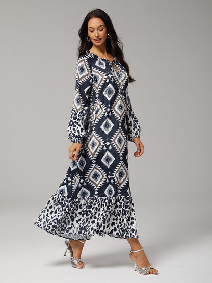 Boho Abstract Animal Print Maxi Dress