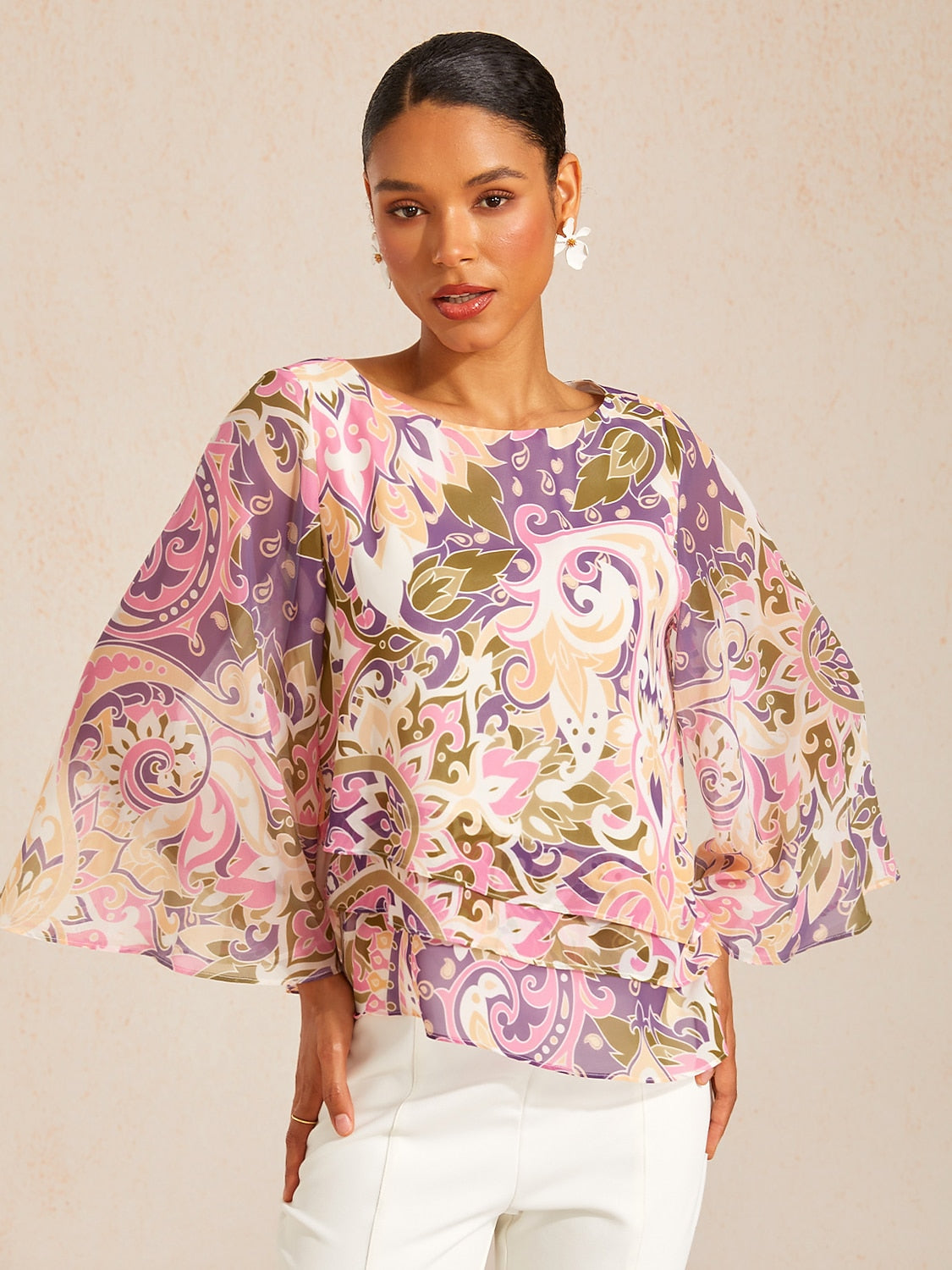 Jungle Butterfly Flowy Chiffon Blouse