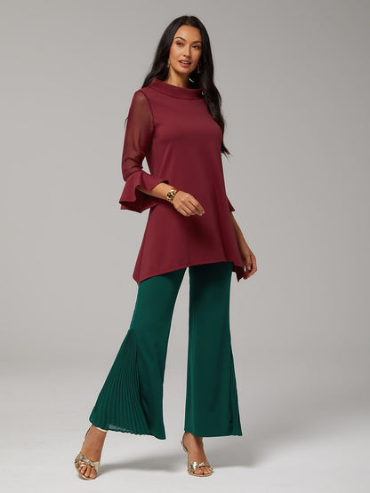Blouse en Chiffon Modal Coupe Ajustée, Voilée, Légère et Respirante