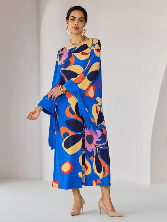 Loose Floral Print Midi Dress