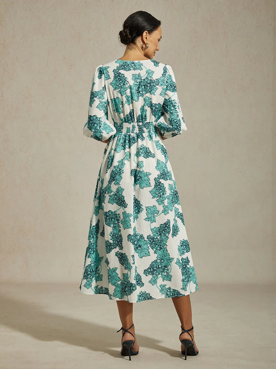 Floral Print Airy Linen Look Maxi Dress
