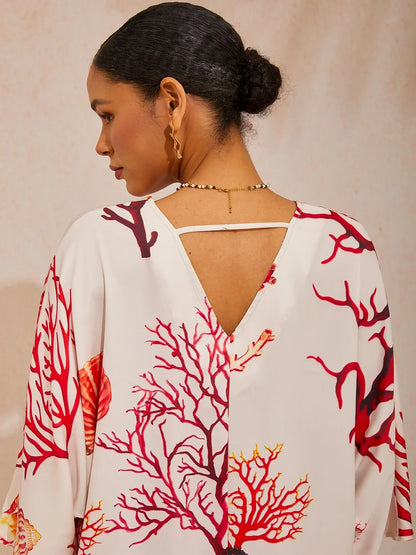 Coral Riviera Silky Satin Top