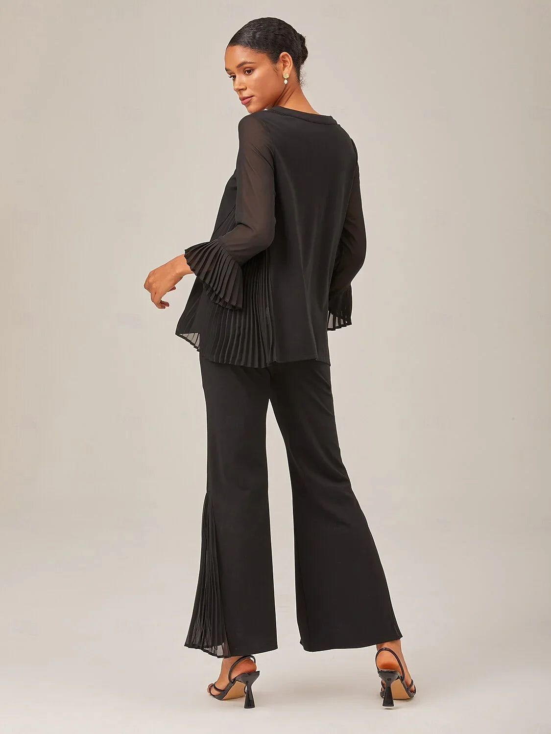 Casual Daily Black Chiffon Top