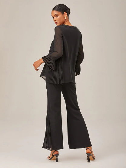 Casual Daily Black Chiffon Top