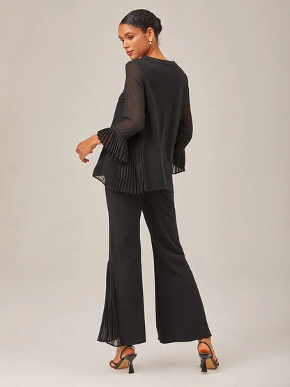 Stylish Pleated Contrast Tencel Pants