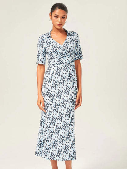 Stretch Waist-Cinching Mermaid Midi Satin Dress