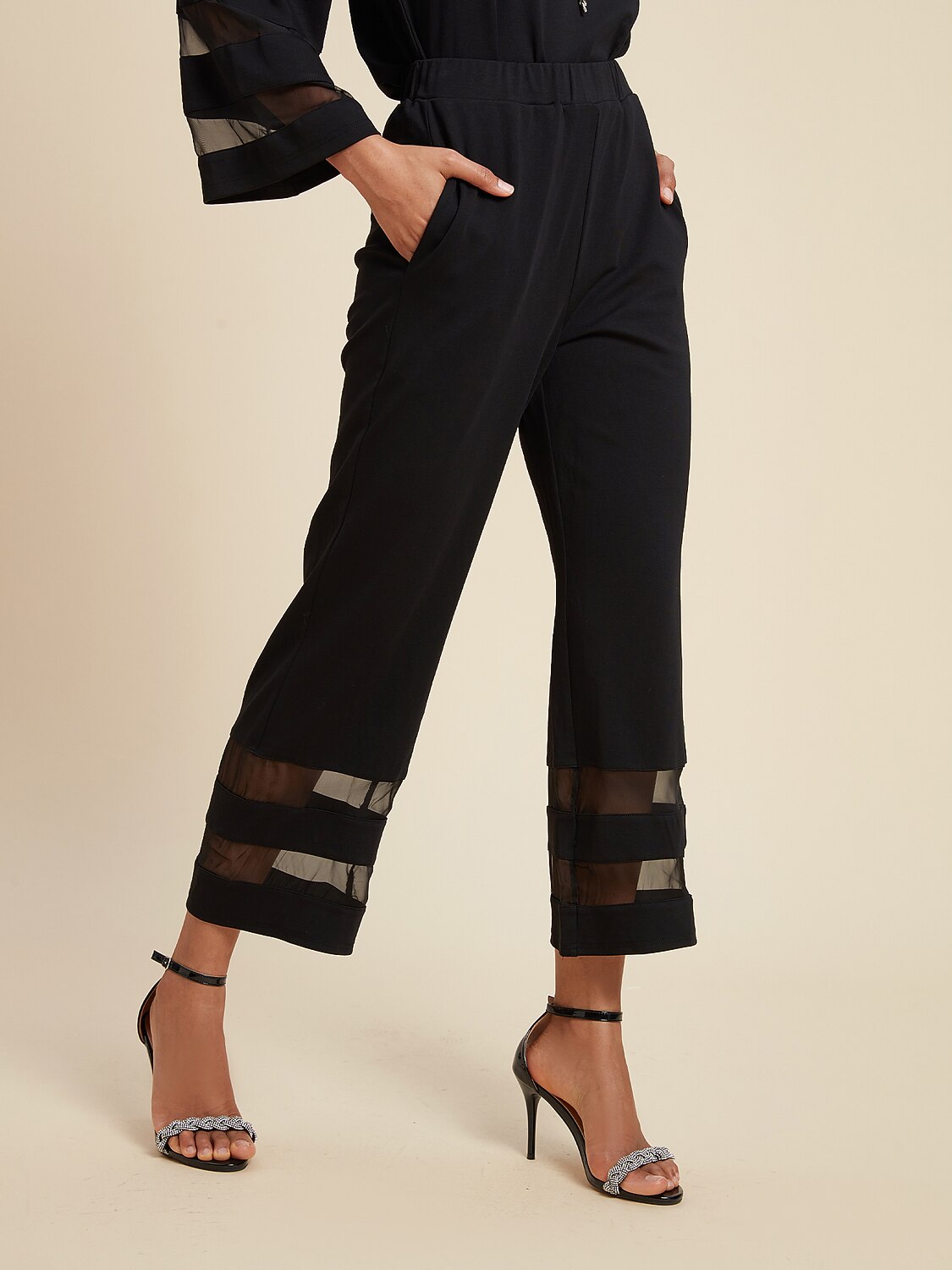 Pantalon ample en mousseline de modal longueur cheville avec poches