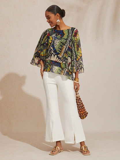 Ocean Bloom Reverie Chiffon Layered Top