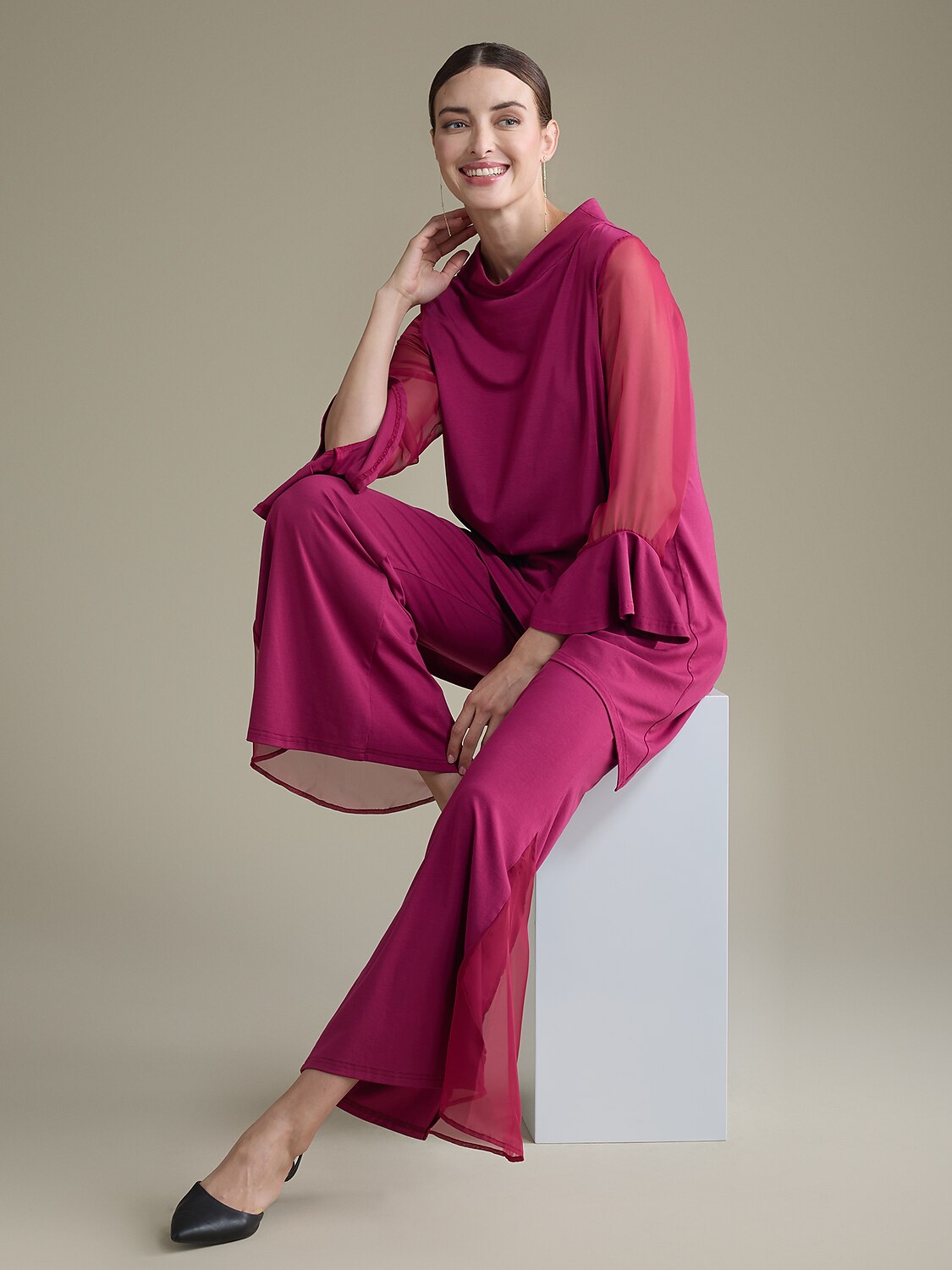 Luxurious High Neck Ruffle Long Sleeve Blouse