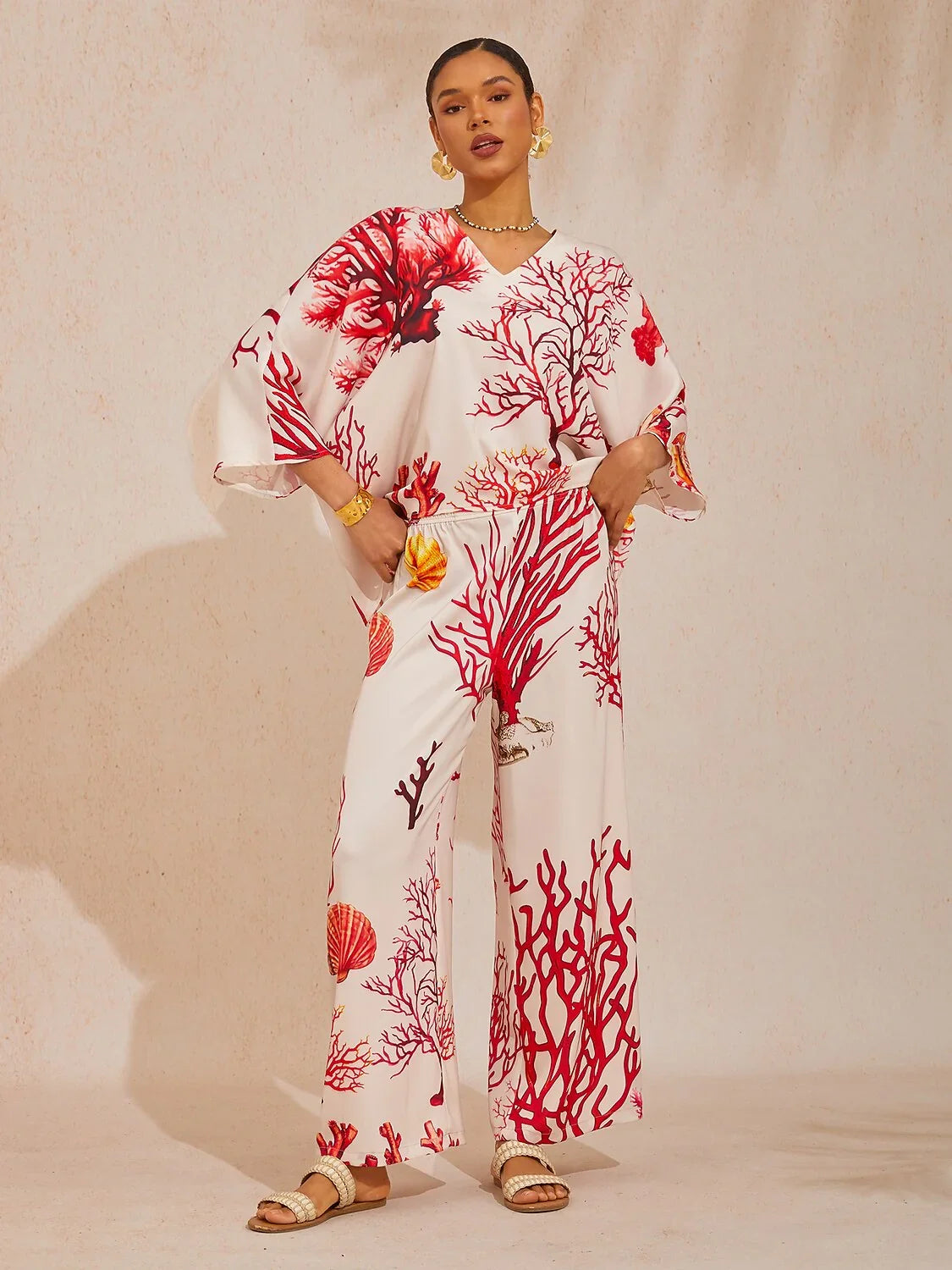 Coral Riviera Silky Satin Top