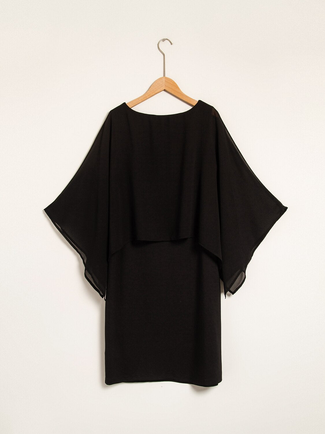 Chiffon Cape Sleeve Wedding Guest Mini Dress