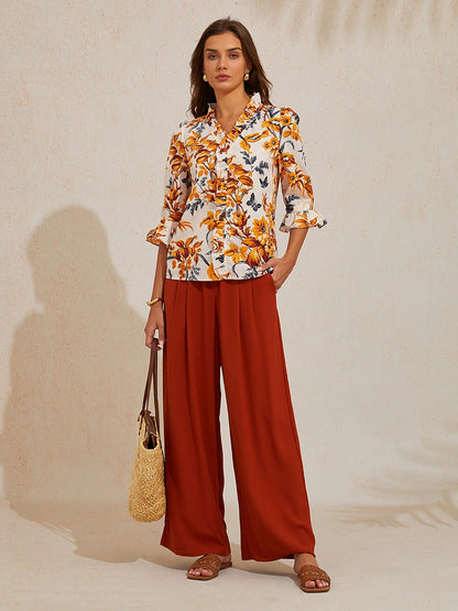 Amber Flora Muse Linen Look Blouse