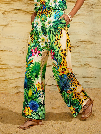 Tropical Temptation Silky Satin Leopard Pants