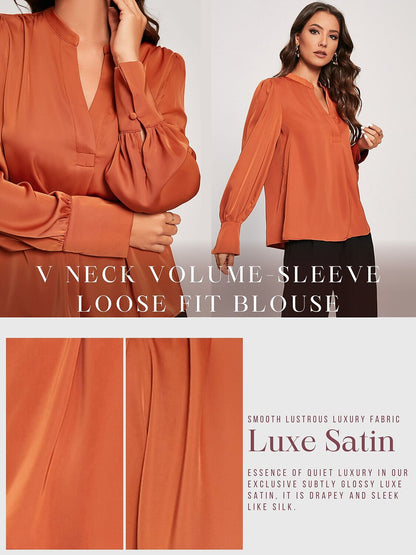 Vacation Silky Satin Simple Blouse
