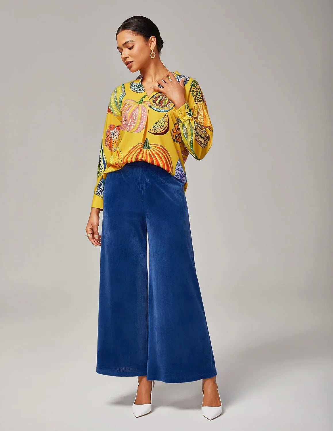 Stretch Corduroy Wide Leg Trousers