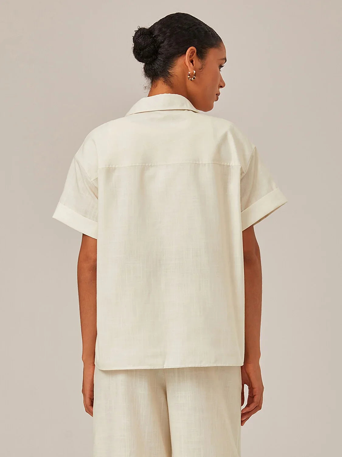 Linen Printed Rolled Cuffs Shirt