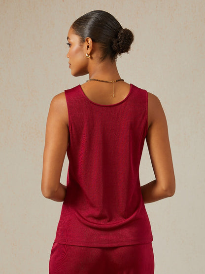 Acetate Look Stretch Knit Convertible Tank