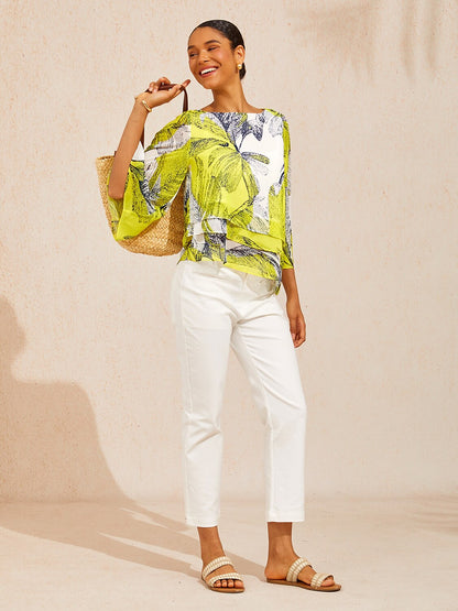 Citrus Palm Luxe Layered Chiffon Blouse