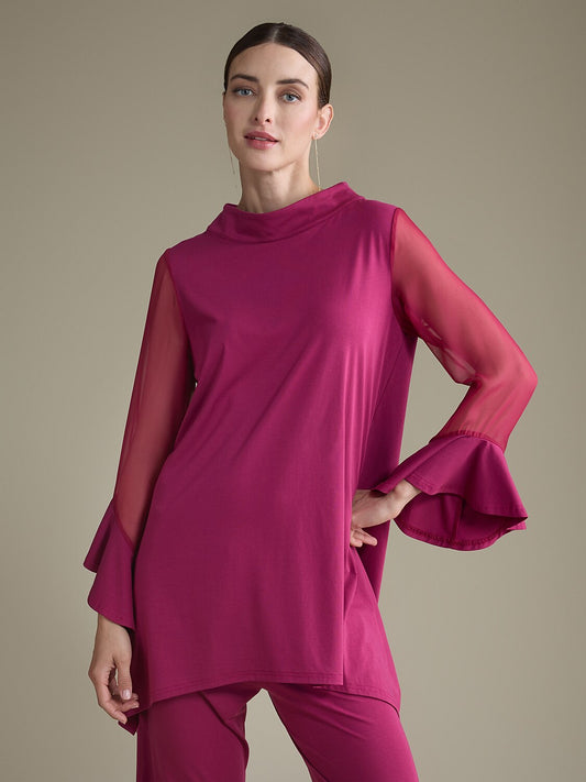 Luxurious High Neck Ruffle Long Sleeve Blouse