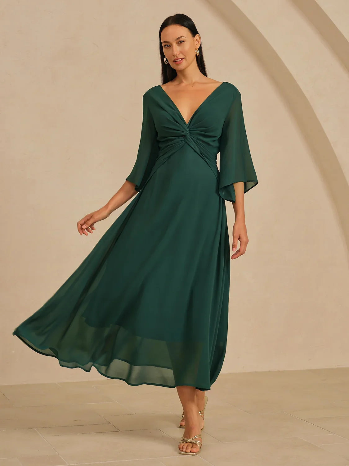 Jungle Butterfly Flowy Chiffon Maxi Dress