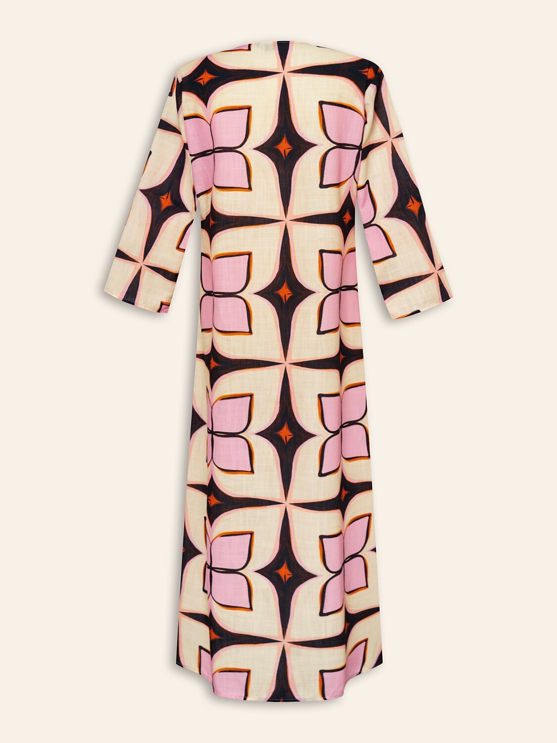 Geometric Print Notched Collar Maxi Dress