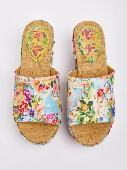 Holiday Citrus Garden Canvas High Heel Mule