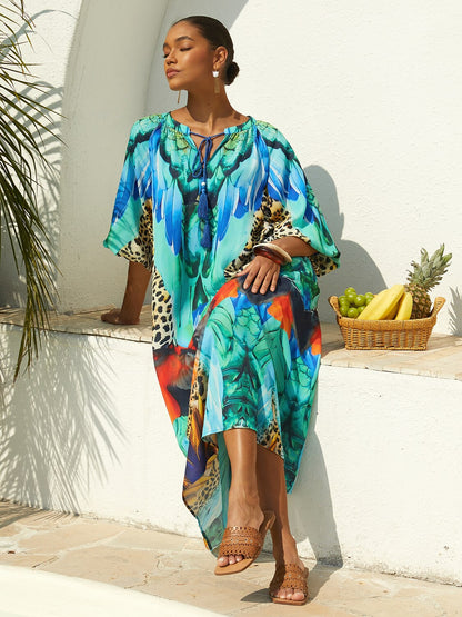 Ethnic Totem Flowy Chiffon Maxi Dress