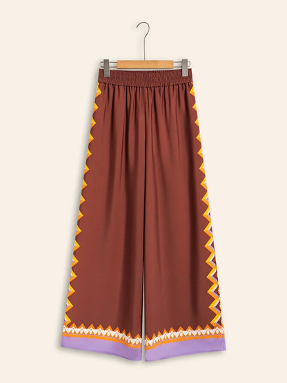 Brown Bohemia Style Wide Leg Culottes Pants